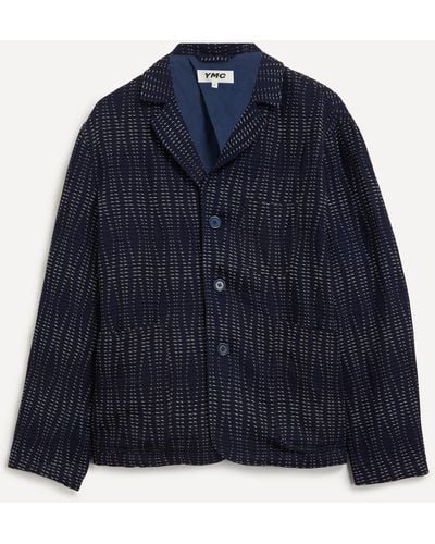 YMC Mens Scuttlers Indigo Sashiko-stitched Jacket Xl - Blue