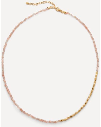 Monica Vinader Gold Plated Vermeil Silver 16-18' Mini Nugget Gemstone Beaded Necklace - Natural