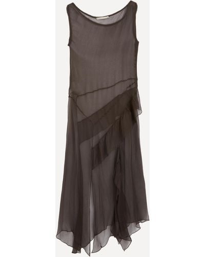 Paloma Wool Women's Fox Sheer Silk Asymmetric Ruffle Dress - Brown