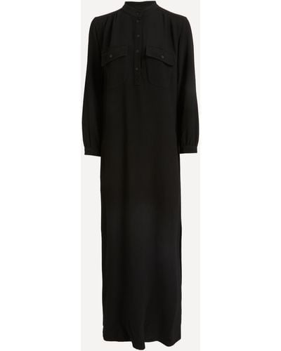 A.P.C. A. P.c. Women's Marla Crinkled Crepe Maxi Shirtdress 6 - Black