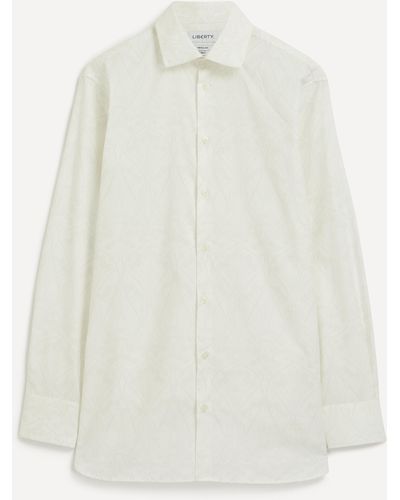 Liberty Mens New British Regular Fit Formal Cotton Poplin Shirt In Ianthe Shadow 17.5 - White