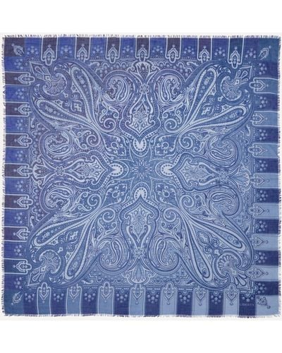 Liberty Women's Lasenby Paisley 140x140 Silk-cashmere Scarf One Size - Blue