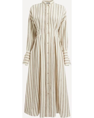 Max Mara Women's Yole Striped Linen Long Dress 10 - Natural