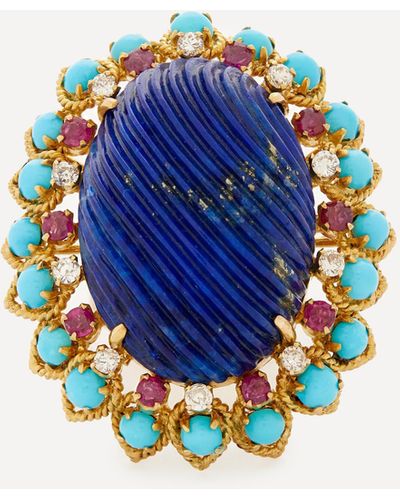 Kojis 14ct Gold 1960s Lapis Lazuli Turquoise Cocktail Ring - Blue