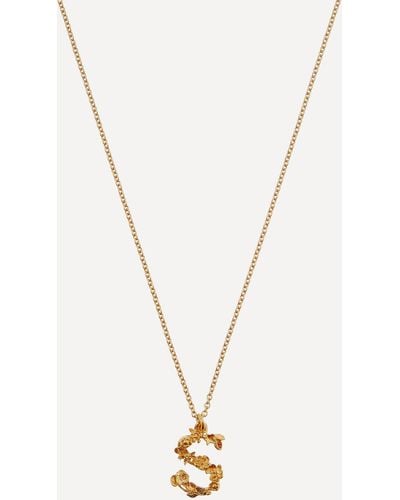 Alex Monroe Gold-plated Floral Letter S Alphabet Necklace One Size - Metallic