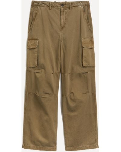 Our Legacy Mens Mount Cargo Olive Herringbone Trousers 36/46 - Green