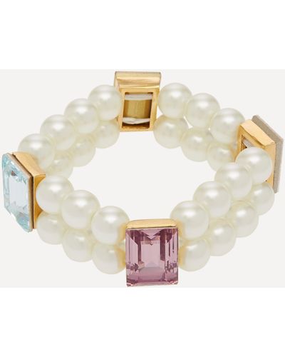 Kenneth Jay Lane 22ct Gold-plated 2 Row White Pearl Bracelet One - Metallic