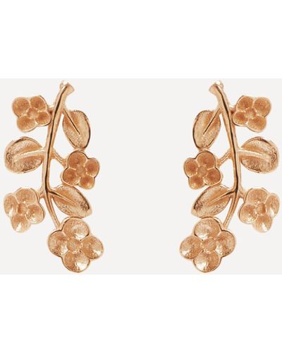 Liberty 9ct Rose Gold Blossom Stud Earrings - White