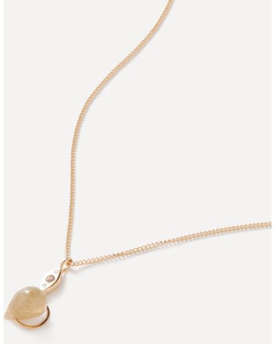 Melissa Joy Manning 14ct Gold Classic Diamond And Labradorite Drop Pendant Necklace One Size - White