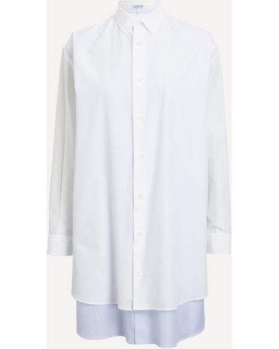 Loewe Women's Double Layer Cotton And Silk Shirtdress 8 - White