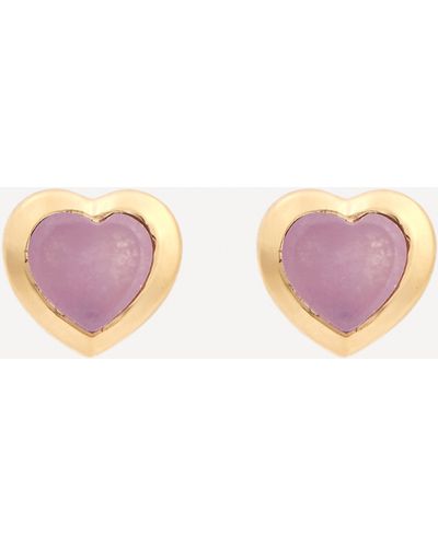 Missoma 18ct Gold Plated Vermeil Silver Jelly Heart Purple Quartz Stud Earrings - Pink