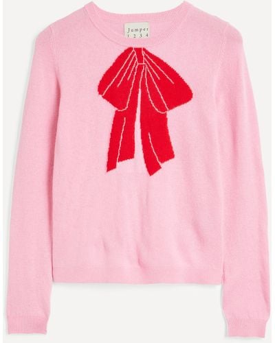 Jumper 1234 Bow Crew-neck Cashmere Sweater - Pink