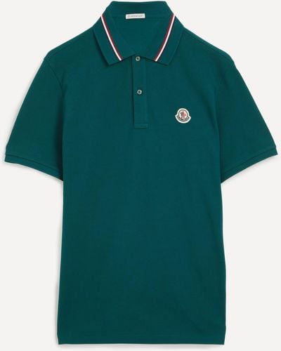 Moncler Mens Forest Green Logo Patch Polo Shirt