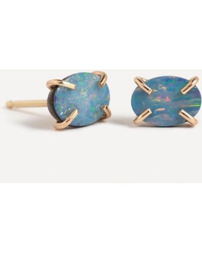 Melissa Joy Manning 14ct Gold Australian Opal Stud Earrings - Blue