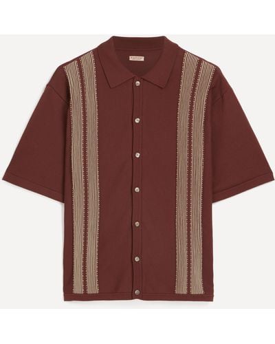 Kapital Mens 14g Knit Tennessee Aloha Polo Shirt 3 - Red