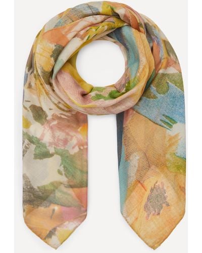 Paul Smith Women's Yellow Floral Collage Print Scarf One Size