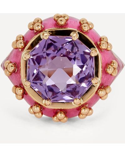 Alice Cicolini 14ct Gold Sari Major Amethyst Cocktail Ring - Pink