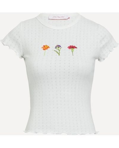 Lisa Says Gah Women's Amber Embroidered T-shirt - White