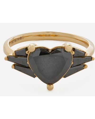 ARTEMER 18ct Gold Amor Black Diamond Heart Engagement Ring 6.5 - White