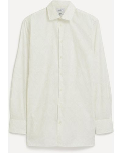 Liberty Mens New British Tailored Fit Formal Cotton Poplin Shirt In Ianthe Shadow 15.5 - White