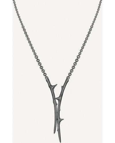 Shaun Leane Black Rhodium-plated Rose Thorn Drop Lariat Necklace - Metallic