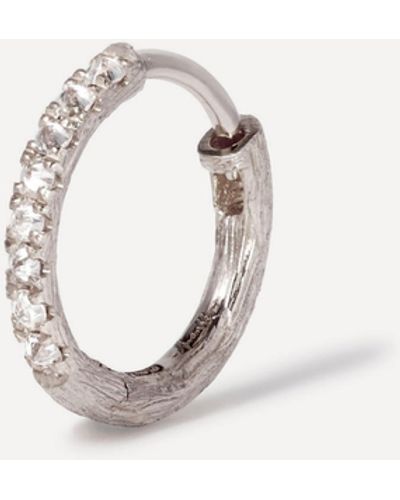 Annoushka 18ct White Gold Dusty Diamonds Large Hoop Earring One - Metallic