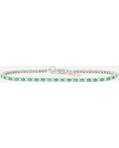 Kojis 18ct White Gold Emerald And Diamond Tennis Bracelet One Size - Natural