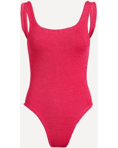 Hunza G Women's Square Neck Crinkle Swimsuit One Size - Red