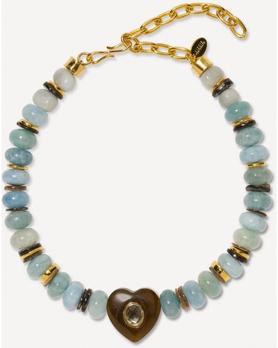 Lizzie Fortunato Gold-plated Brass Gemini Collar In Aqua Pendant Necklace - Metallic