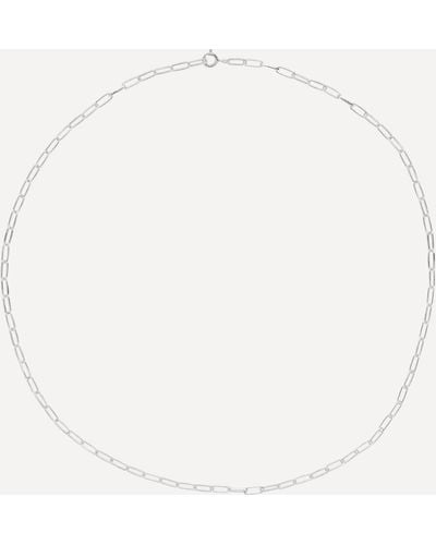 Anna + Nina Silver Lifeline Short Plain Chain Necklace - White