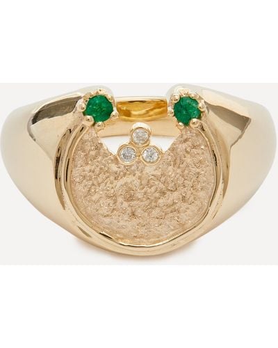 Pascale Monvoisin 9ct Gold Mira Emerald Coin Ring - Metallic
