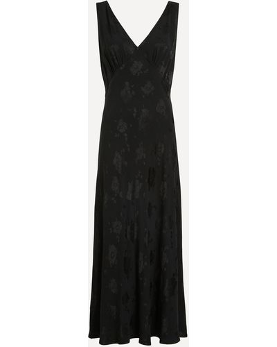 RIXO London Women's Sandrine Floral-jacquard Satin Midi-dress Xl - Black