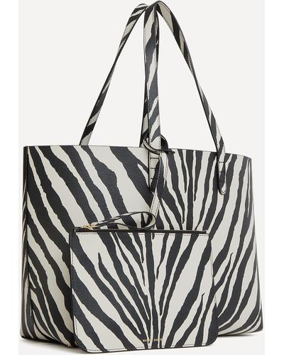 Mansur Gavriel Women's Small Zebra Print Leather Tote Bag One Size - White