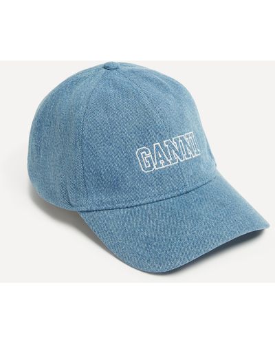 Ganni Women's Logo Denim Cap One Size - Blue