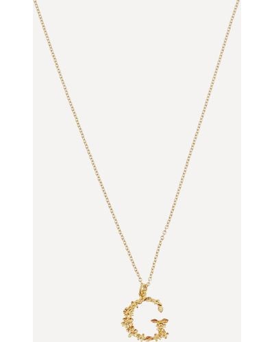 Alex Monroe Gold-plated Floral Letter G Alphabet Necklace One Size - Metallic