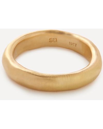 Seb Brown Mens 18ct Gold Cigar Band Ring - Metallic