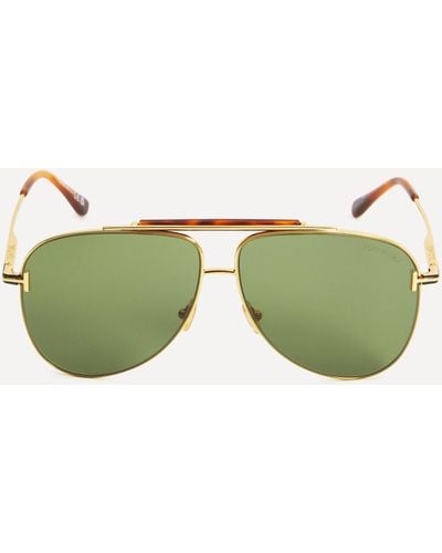 Tom Ford Mens Brady Metal Aviator Sunglasses One Size - Green
