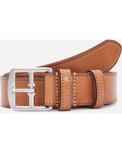 Anderson's Mens Stitch-trimmed Leather Belt With Double Keeper - Brown