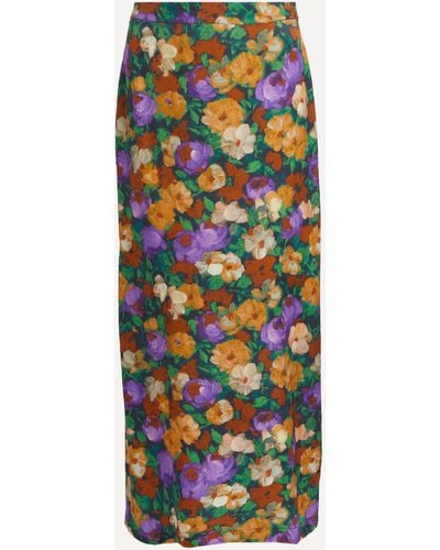 Kitri Women's Laurel Iris Impressionist Floral Skirt 6 - Multicolour