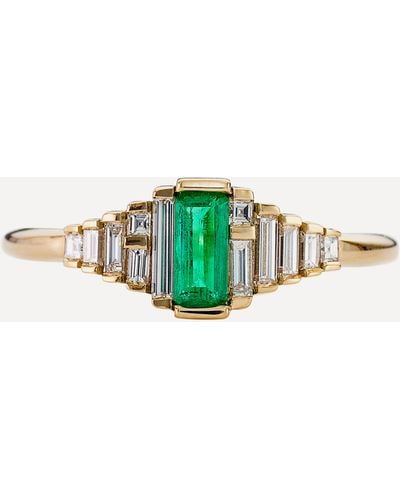 ARTEMER 18ct Gold Emerald Engagement Ring - Green