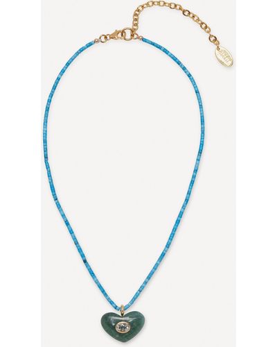 Lizzie Fortunato 14ct Gold Martina Heart Pendant Necklace One - Blue
