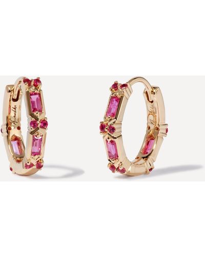 Annoushka 18ct Gold Pink Baguette Sapphire Hoop Earrings One Size