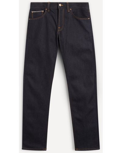 Nudie Jeans Mens Gritty Jackson Dry Maze Selvage Jeans - Blue