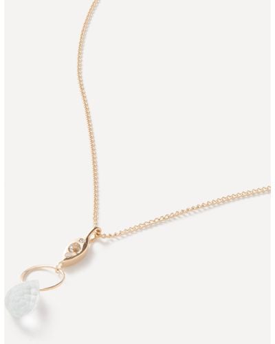 Melissa Joy Manning 14ct Gold Classic Diamond And Aquamarine Drop Pendant Necklace One Size - Natural