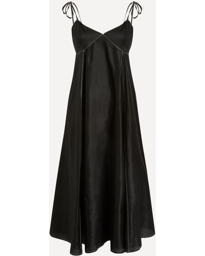 LOVEBIRDS Women's Silk Bustier Strap Dress - Black