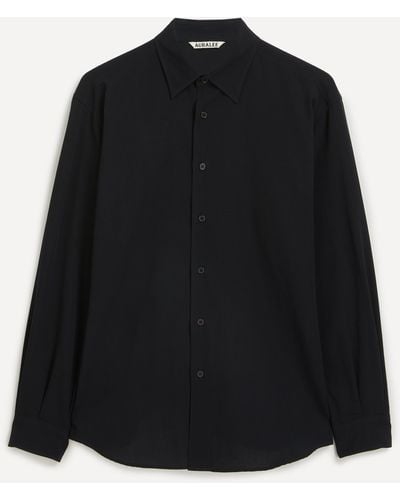 AURALEE Mens Hard Twist Cotton Silk Viyella Shirt 16 - Black