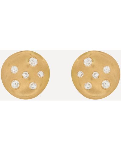 Nada Ghazal 18ct Gold Baby Malak Ice Mini Round Stud Earrings One Size - Metallic