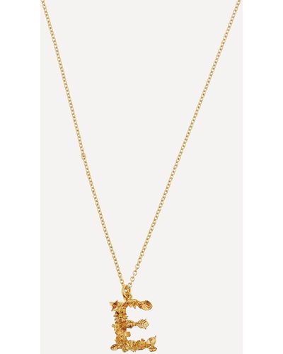 Alex Monroe Gold-plated Floral Letter E Alphabet Necklace One Size - Metallic