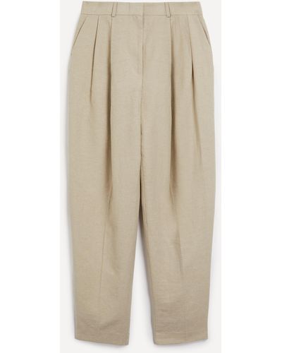 Totême Women's Double-pleated Linen Tailored Trousers 10 - Natural