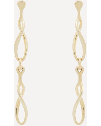 Liberty 9ct Gold Vita Bold Twisted Link Drop Earrings - White